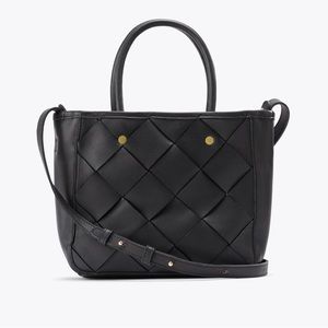 Nisolo Carry-All Handwoven Satchel Crossbody Purse Black Leather Anthropologie